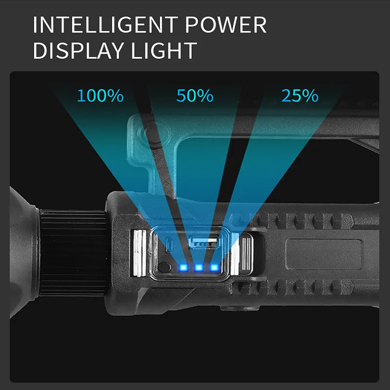 Led Flashlight 4 Mode Powerful Xhp70 Portable Spotlight With Mountable Bracket Waterproof Rechargeable Searchlight 8000mah