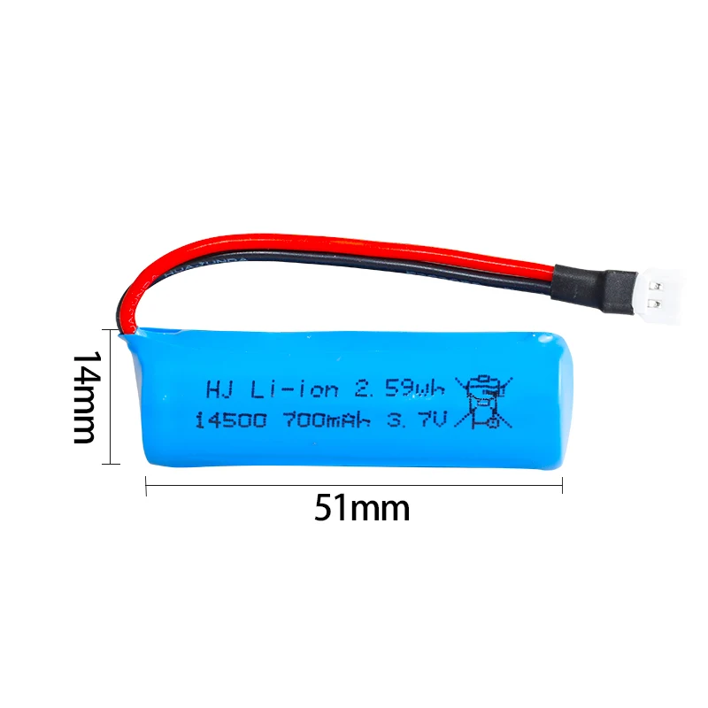 Factory 14500 cylindrical high-capacity rc model 3.7v 700mah lithium cell aircraft battery for electric cars