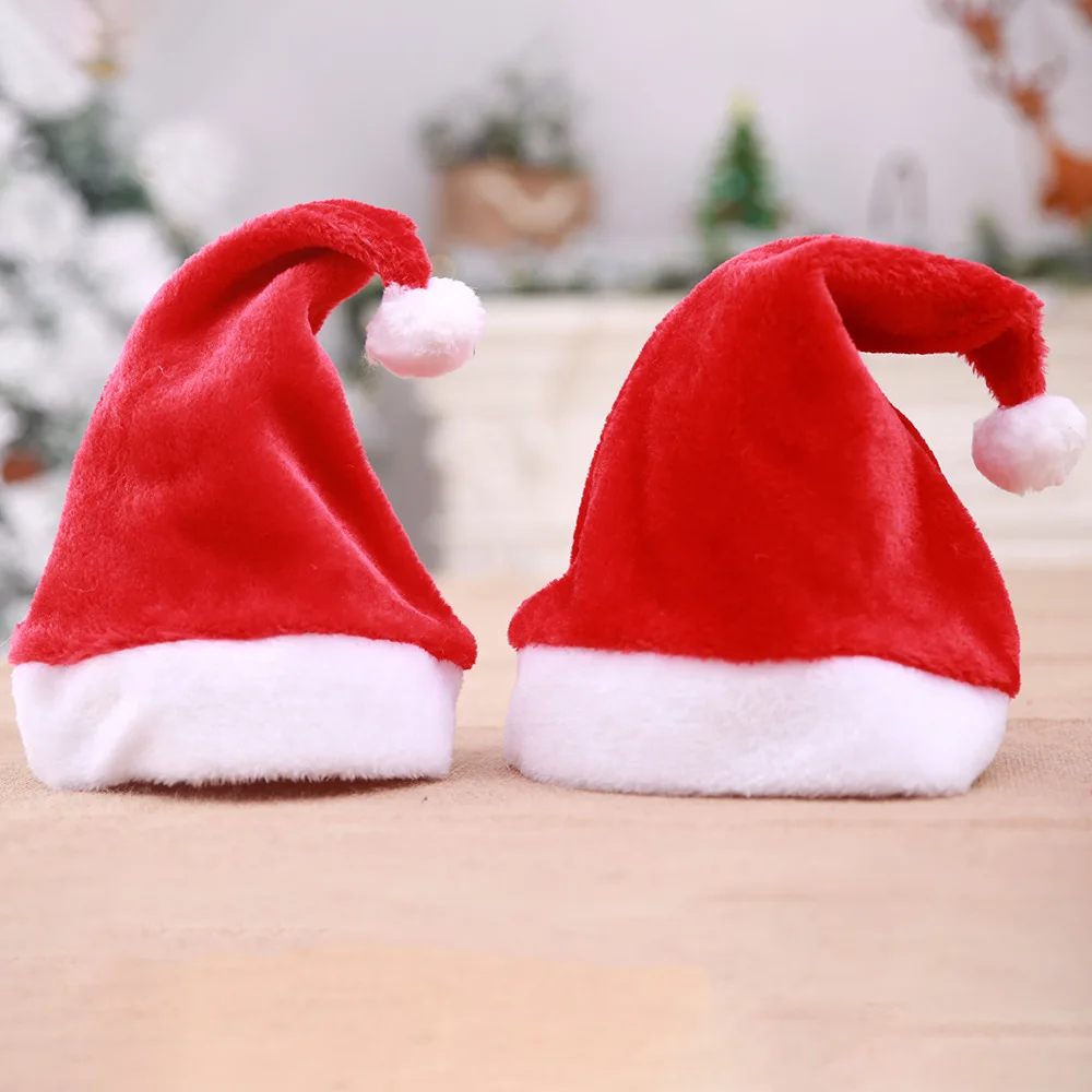 Santa Hat Merry Christmas Party Hats for Adults Kids Shiny Sequin Xmas Plush Hat Holiday New Year Festive Party Gifts