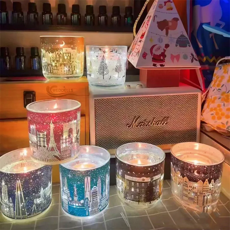 Weddells Customized Candle Pure White Private Label Luxury Vessels Glass Jar Scented Candle Soy Wax Light UP Candle
