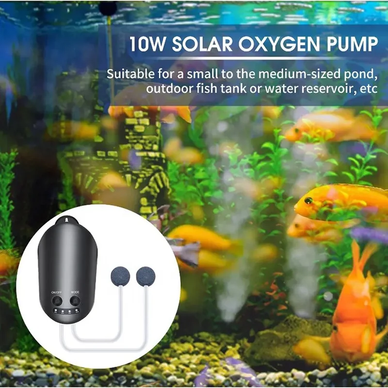 10W Noiseless solar pool pump with solar panels Oxygenator Aerator solar air pump for aquariums for pool Fish Tank Pond Aquarium