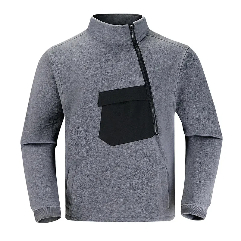Men Polar Fleece Sweatshirts Outdoor Tactical Stand Collar Hoodies Hiking Military Jackets Winter Male Side Zipper Pullover Tops