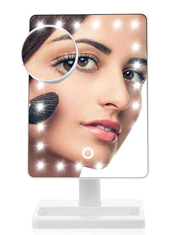  SINRI NEW Portable Lighted 180 Degree Rotation Battery Powered LED Vanity Makeup Mirror With 10X