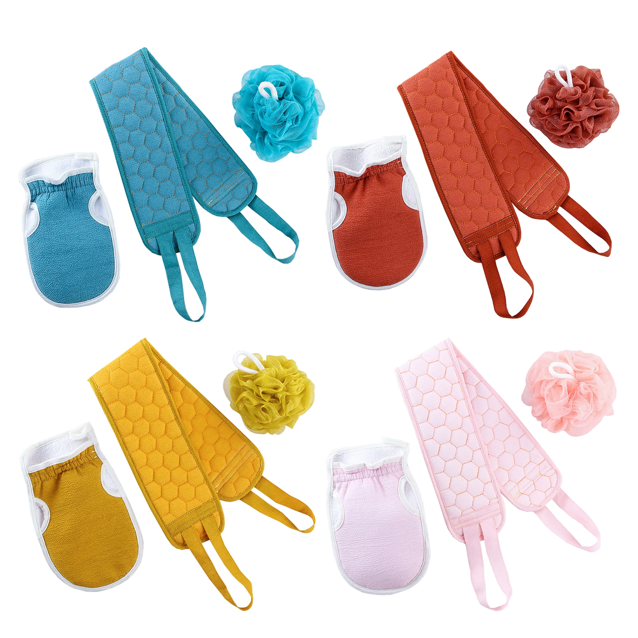 Factory Wholesale Body Deep Cleaning Dead Skin Remover Shower Loofah Ball Bath Exfoliating Scrubbers Mitt Belt Gloves