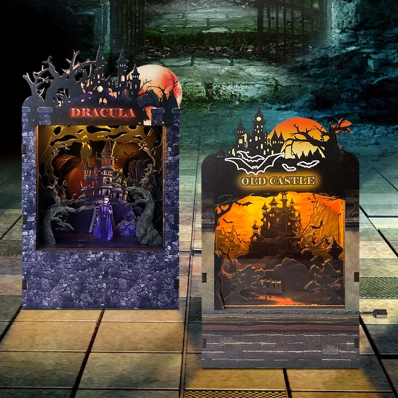 Creative Nightlight Music Box Handmade DIY Assembly Toy 3d Puzzle Wooden Hand cranked Music Boxes