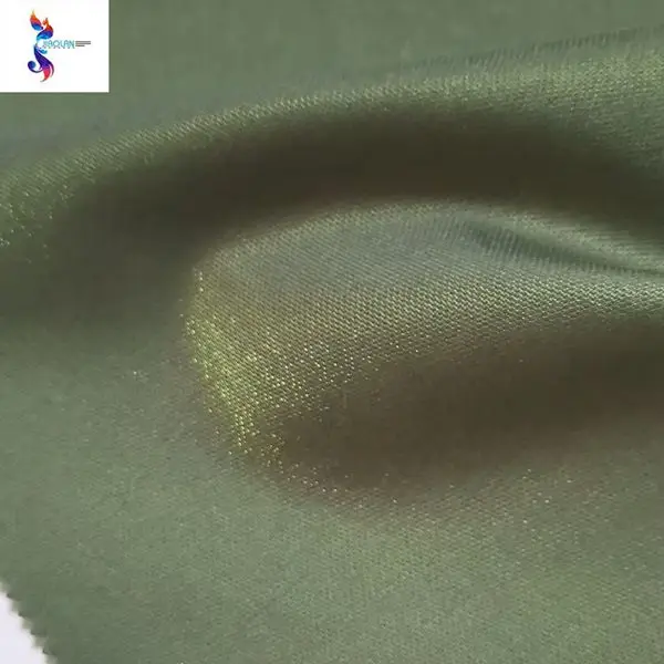 Batch Yarn Stock Fabric Woven Plain CVC Dyed shiny trench coat ready goods stock fabric