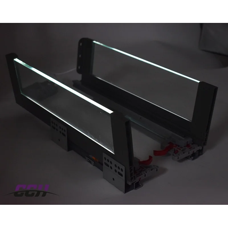 High quality hidden three drawer track damping buffer inner drawer cabinet bottom sliding rail glass saddle drawer