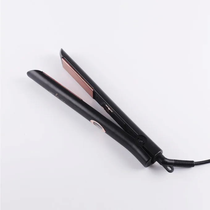 HY New Sale Custom Professional Flat Iron New Rose Gold Titanium Plate Negative Ion Hair Straightener