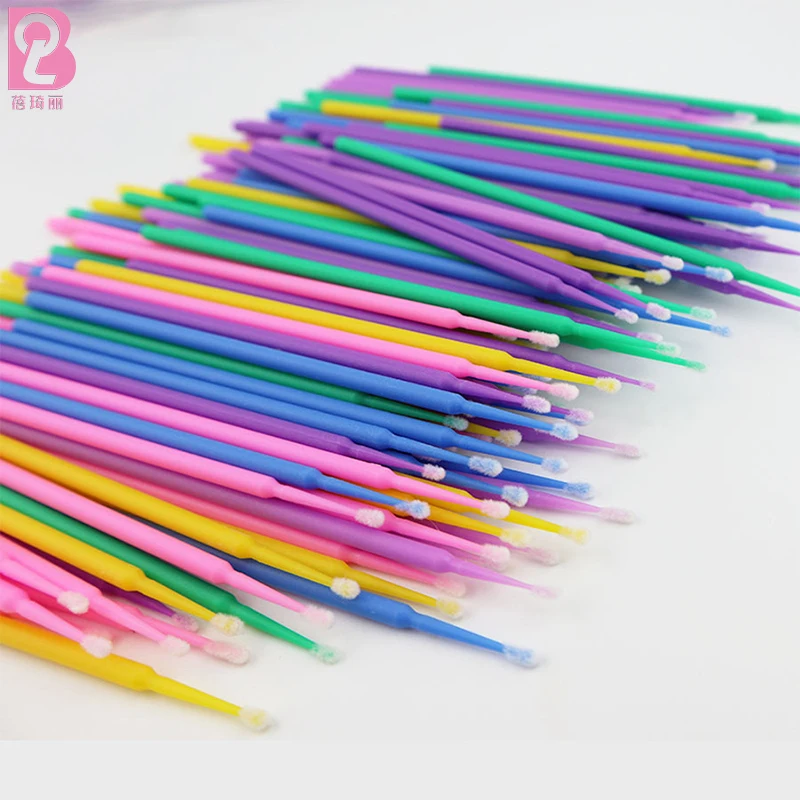 Beiqili 100 pcs Disposable Micro Applicator Extension Spoolie Cleaning Eyelash Micro Brush Microcepillos Para Pestaas Hisopos