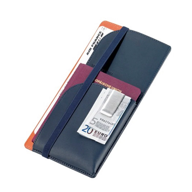 Fashion style travel ticket holder long passport wallet card holder passport case with elastic