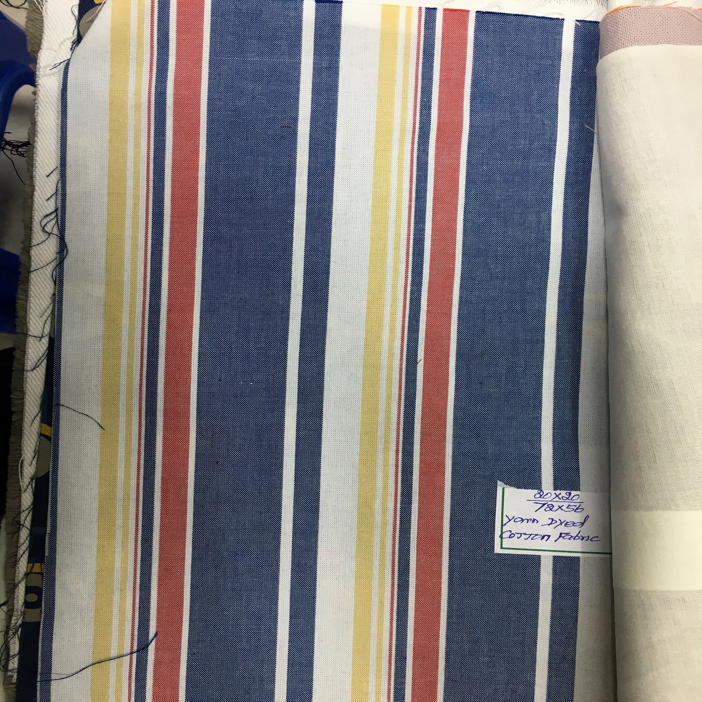 New YARN DYED ORGANIC COTTON STRIPE FABRIC MADE IN INDIA, YARN DYED COTTON WITH GOTS CERTIFICATION