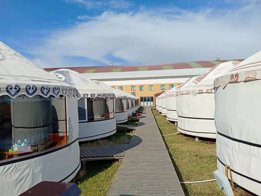 Outdoor Luxury Hotel Living Resort Custom Homes Mongolian Yurt Canvas Glamping With Bathroom Safari Tents