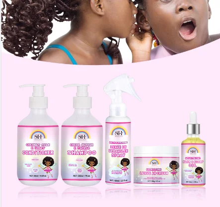 Private Label Organic Cute Black Kid Hair Care Products Vegan Shampoo And Shower Gel Set For Kids