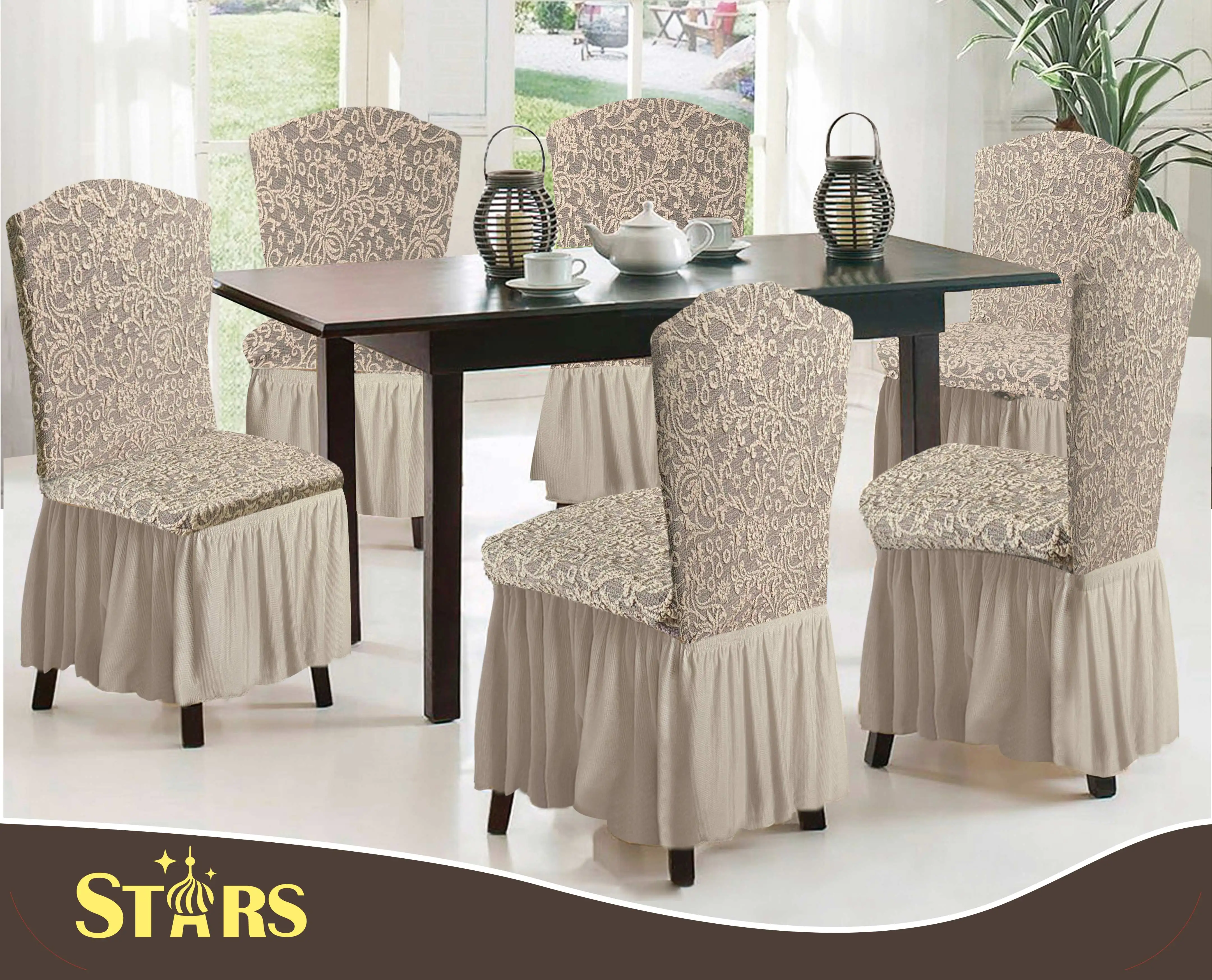 Various pattern jacquard dining chair covers elastic universal chair cover for banquets hotel chair