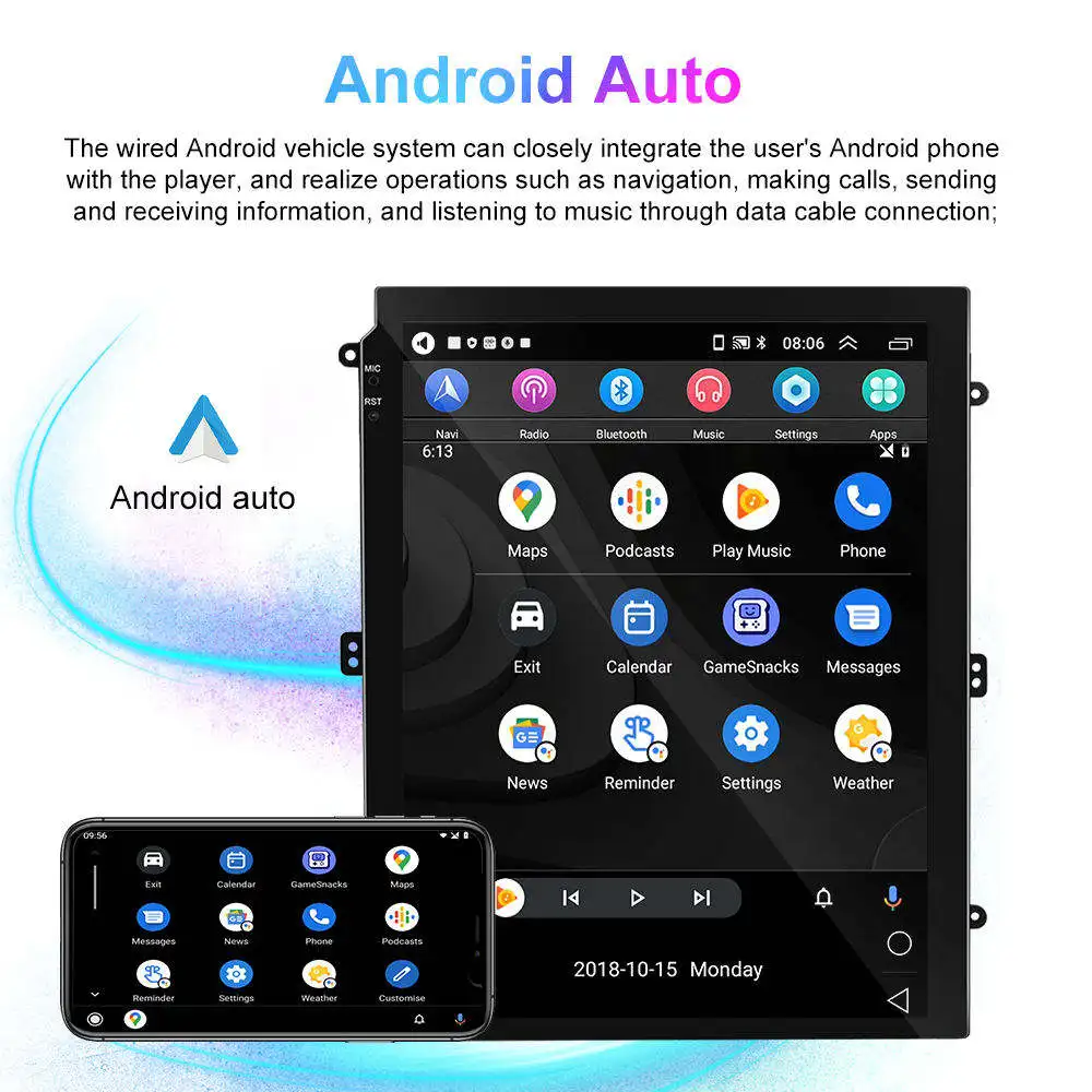 Автомагнитола 9 7 '2 DIN Android 10 1 GPS навигация 2 + 32G приложение MP5 Bluetooth IPS вертикальный сенсорный экран соединение мобильного телефона