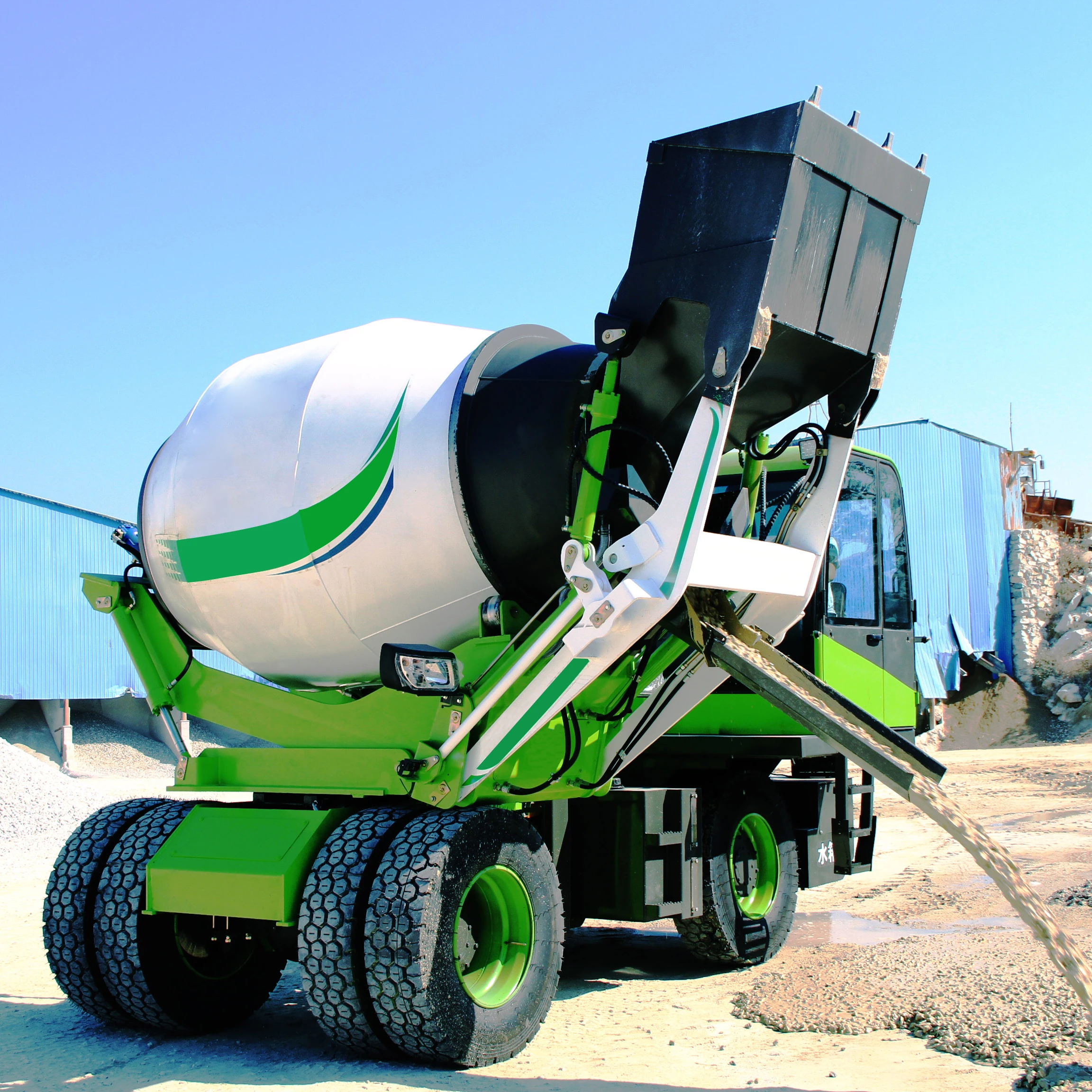 Multi function HUAYA great automatic self feeding diesel 1.5 2 3 3.5 CBM mobile cement concrete mixer self loading with Euro5
