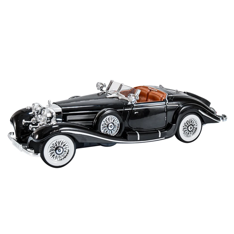 Классический винтажный автомобиль 1:18 Benz 500k модель из сплава акустически-оптические двери открывающиеся изысканные высокосимуляционные коллекционные подарки для мальчиков