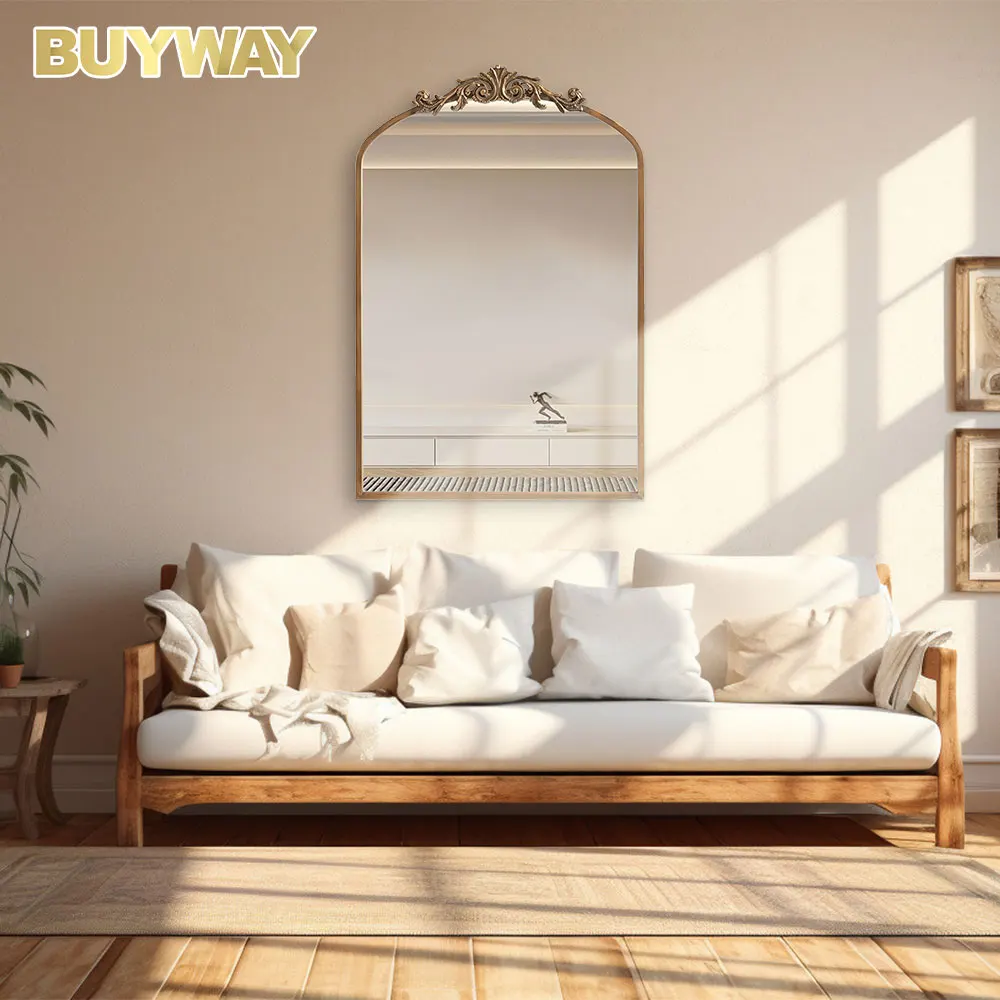 Unbreakable Large Arched Salon Irregular Royal Luxury Traditional Mounted Frames Decorative Round Bathroom Over Door Wall Mirror