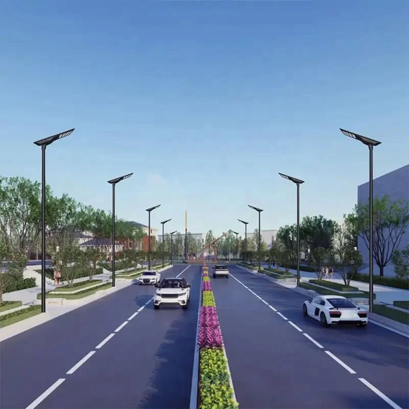 New Modern High Lumen Outdoor Waterproof Integrated Aluminum 30W 40W 60W 80W 100W LED All in One Solar Street Light