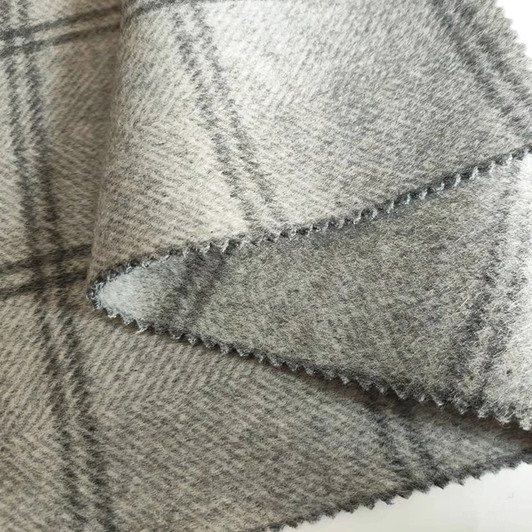 Sell Directly 50% Wool 50% Polyester Grey Plaid Style Fabric