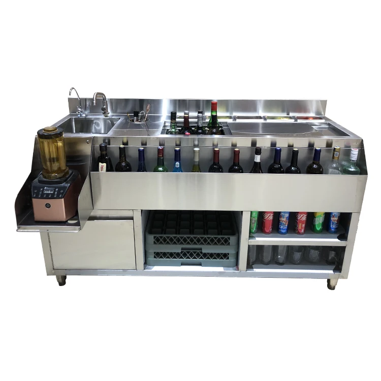 Customized Standard 304 stainless steel Bartender table KTV bar bartender workbench cocktail station bar equipment