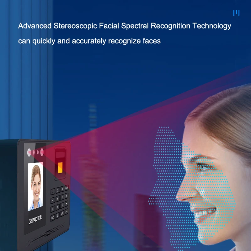 Gepad Employee Time Recording Device Biometrics Face Recognition Fingerprint Attendance Machine for Office Factory