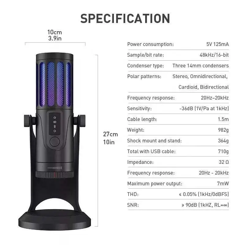 Wholesale Professional Recording Denoise Cable Microphone Usb Pc