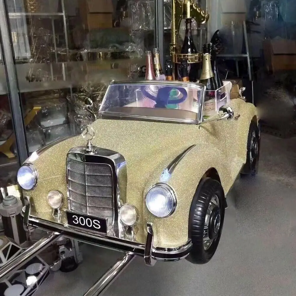 
Night Club LED VIP Service Champagne Bottle Classic BENS Car Chariot Presenter Carrier Display with Lighted Bottle Bucket Holder 