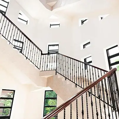 ST Foshan Railing Supplier Traditional Black Steel Panel Balcony Fence Wrought Iron Balustrade for America