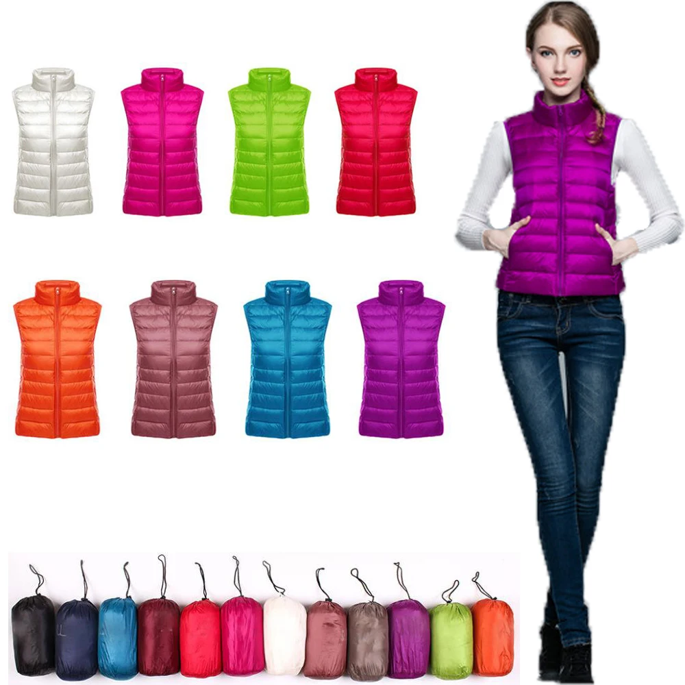 JACKETOWN OEM Customized Sample Available Winter Spring Women Ultralight Foldable Duck Down Jacket Vest Light Waistcoats