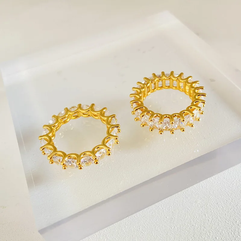 Rings for Women Stainless Steel Baguette Rings for Women 18K Gold Plated Stainless Steel Jewelry