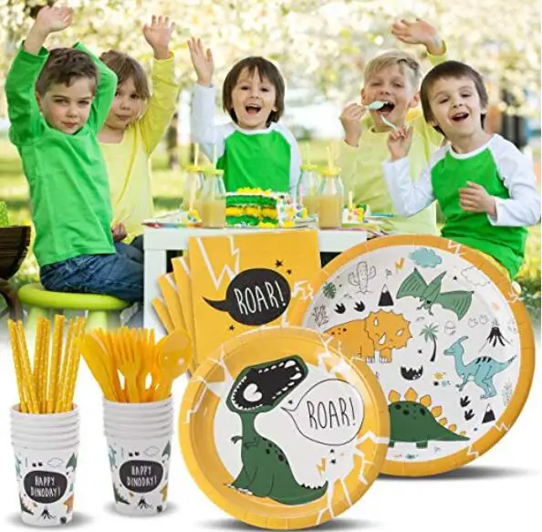
dinosaur birthday party supplies for kids dinosaur party pack spoons forks plates set 