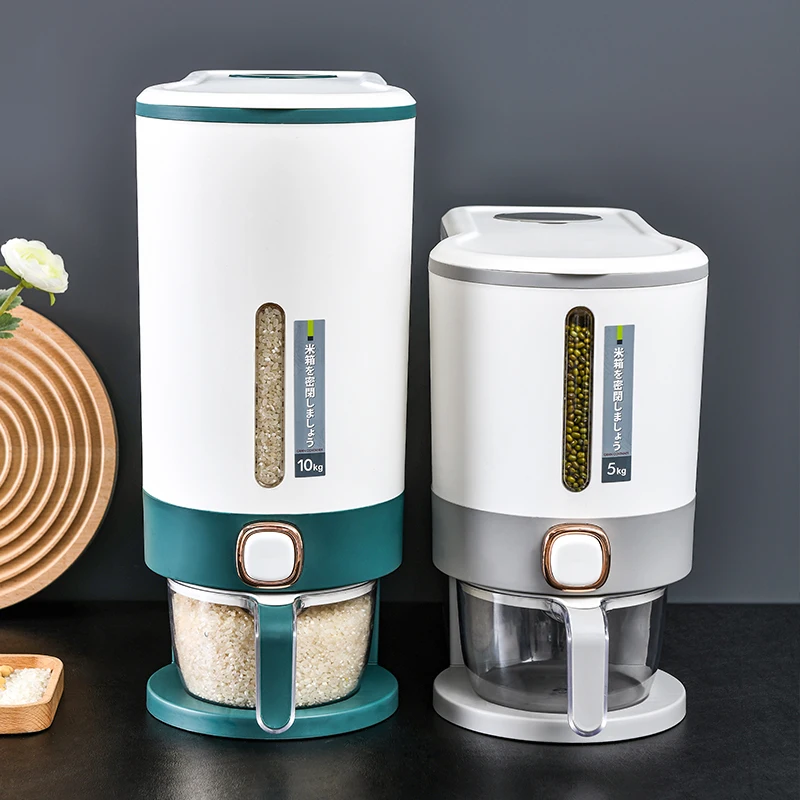 New Kitchen Products Automatic Moisture-proof Insect-proof Dry Food Dispenser Sealed Rice Bucket Cereals Grain Containers