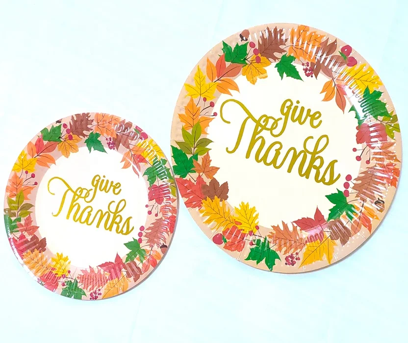  Профессиональная Праздничная декоративная тарелка для пиццы обеденная офсетная печать благодарим бумажную тарелку