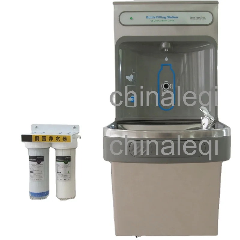 Stainless Steel Material Hands Free Operation Wall Mounted Cold Drinking Water Fountain For School Use