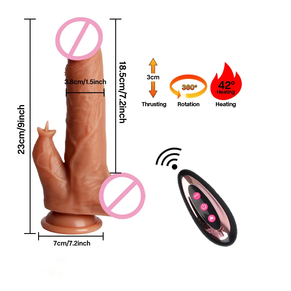 Best Selling Tongue Licking Dildo Vibrator USB Silicone Thrusting Stretch Realistic Rotating Vibrating Dildo with Suction Cup