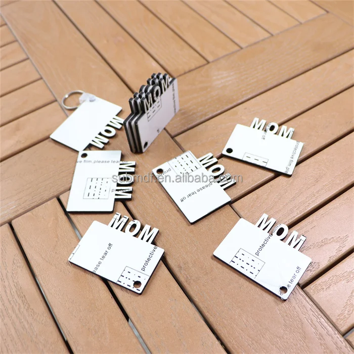 Memorial MOM DIY Gift Keychain White Sublimation Wood Blanks for Key Ring Holder Custom Printing Photo Key Chain