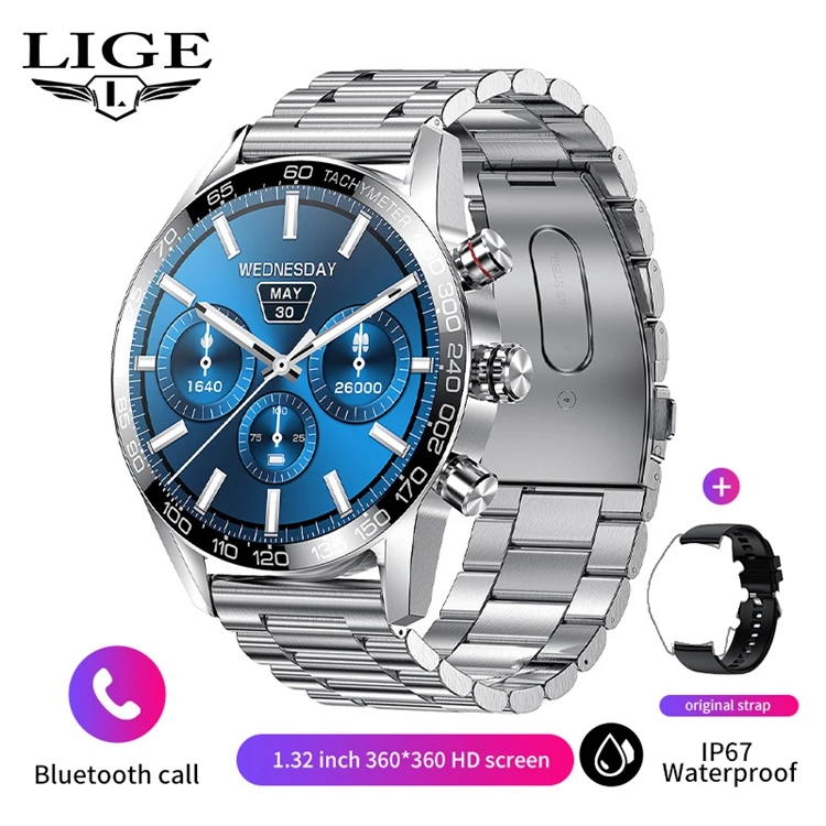 Fashion LIGE New HD Screen Reloj Mens Business Clock Smart Calling Man Smartwatch