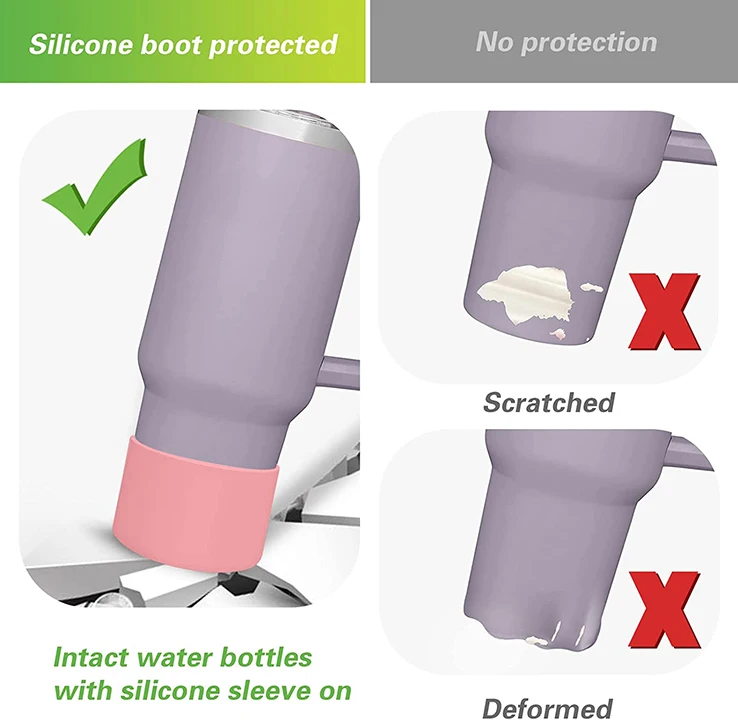 Silicone Bumper Boot for Stanley Quencher Adventure 40oz & Stanley IceFlow 20oz 30oz Water Bottle Cup Bottom Sleeve cover
