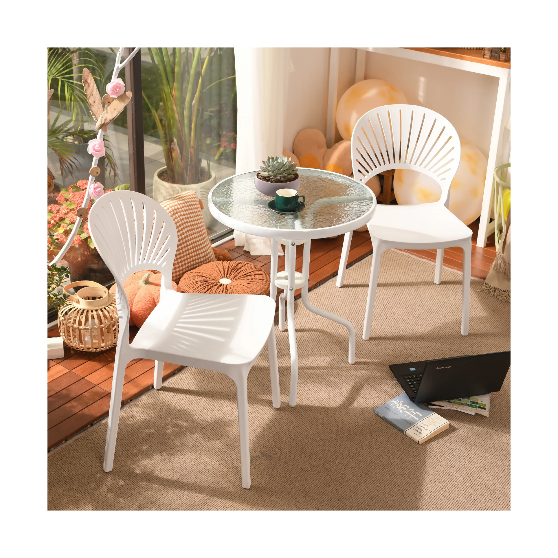 [MOJIA]Shell Plastic Chair Simple Design Garden Coffee Restaurant Chair 28mm Thick Chair Legs Multiple Colors Resell Low Price
