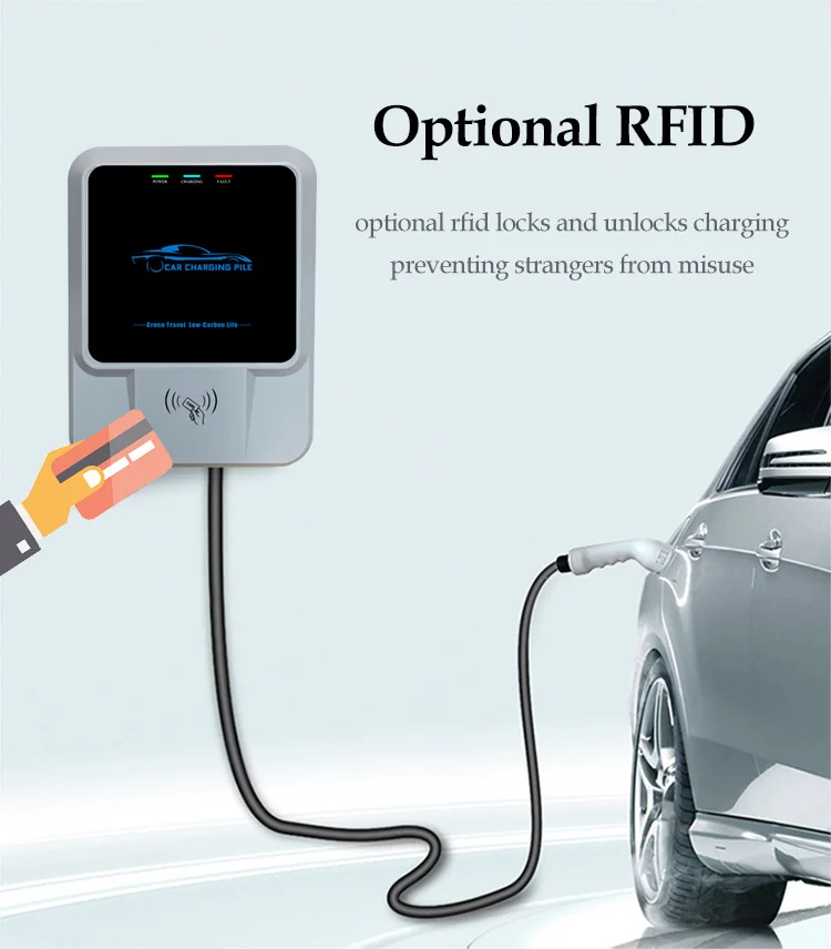 Wallbox 11kw Level 2 Fast Charging Station EV Wall Charger 32A Wall Mount OEM Electric Car Charger Type 2 Rfid Right Hand Ev W3x