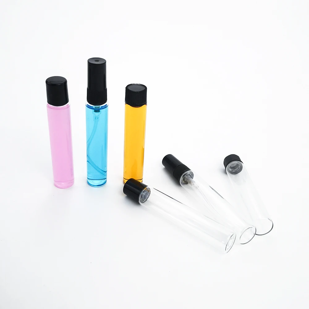 Empty Glass Tube Sample Vials 10ml 10 ml Clear Small rollon perfume spray glass vial with stopper cap