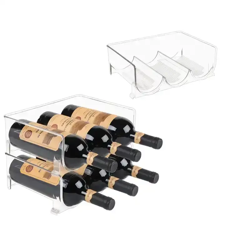 Plastic Stackable Water Bottle Organizer Wine Holder Transparent Rack for Kitchen Storage
