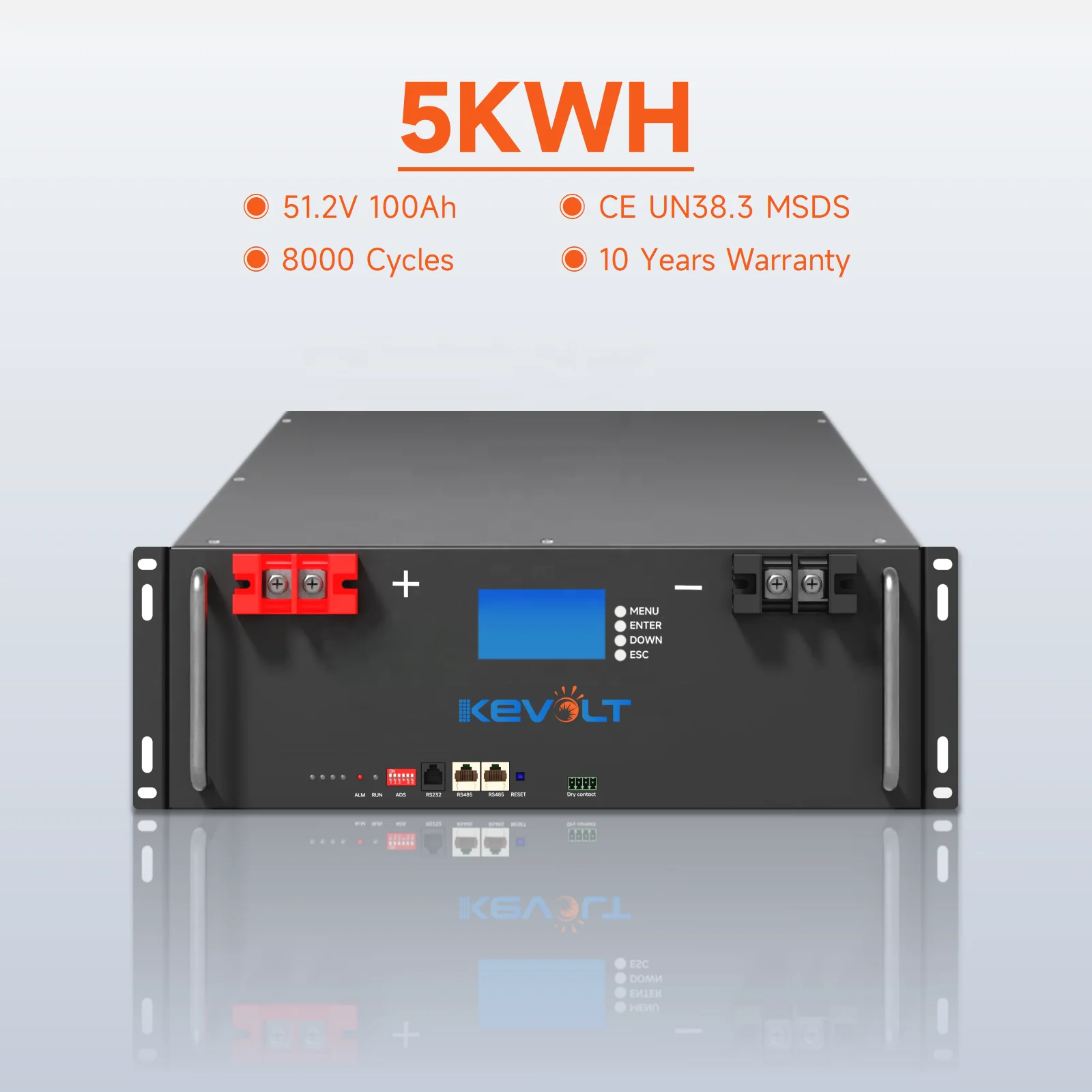 KEVOLT Rack 48V Lifepo4 Battery 100Ah 5kWh Lithium Solar Battery Home Energy Storage For Solar System