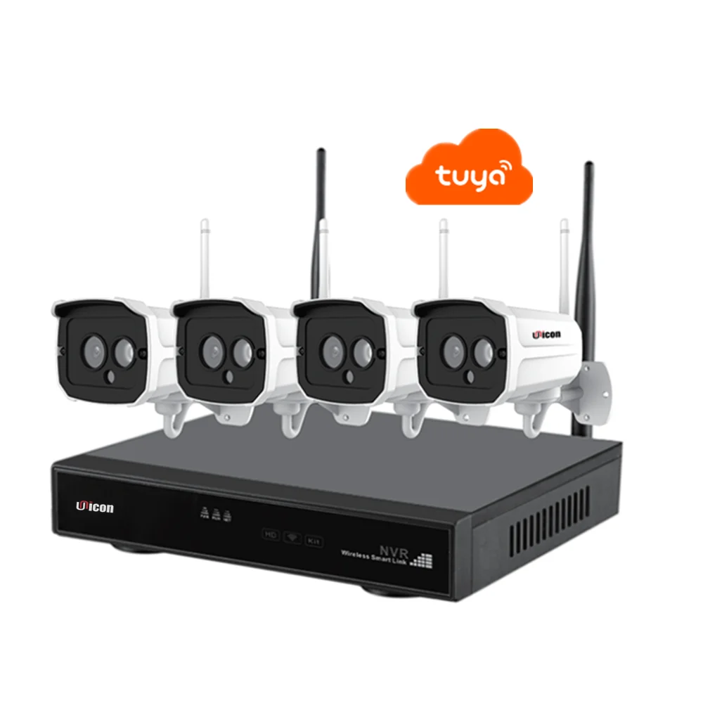  4CH H.265 Tuya App 2MP Audio Video Surveillance Wireless NVR Kit with Monitor Security Camera