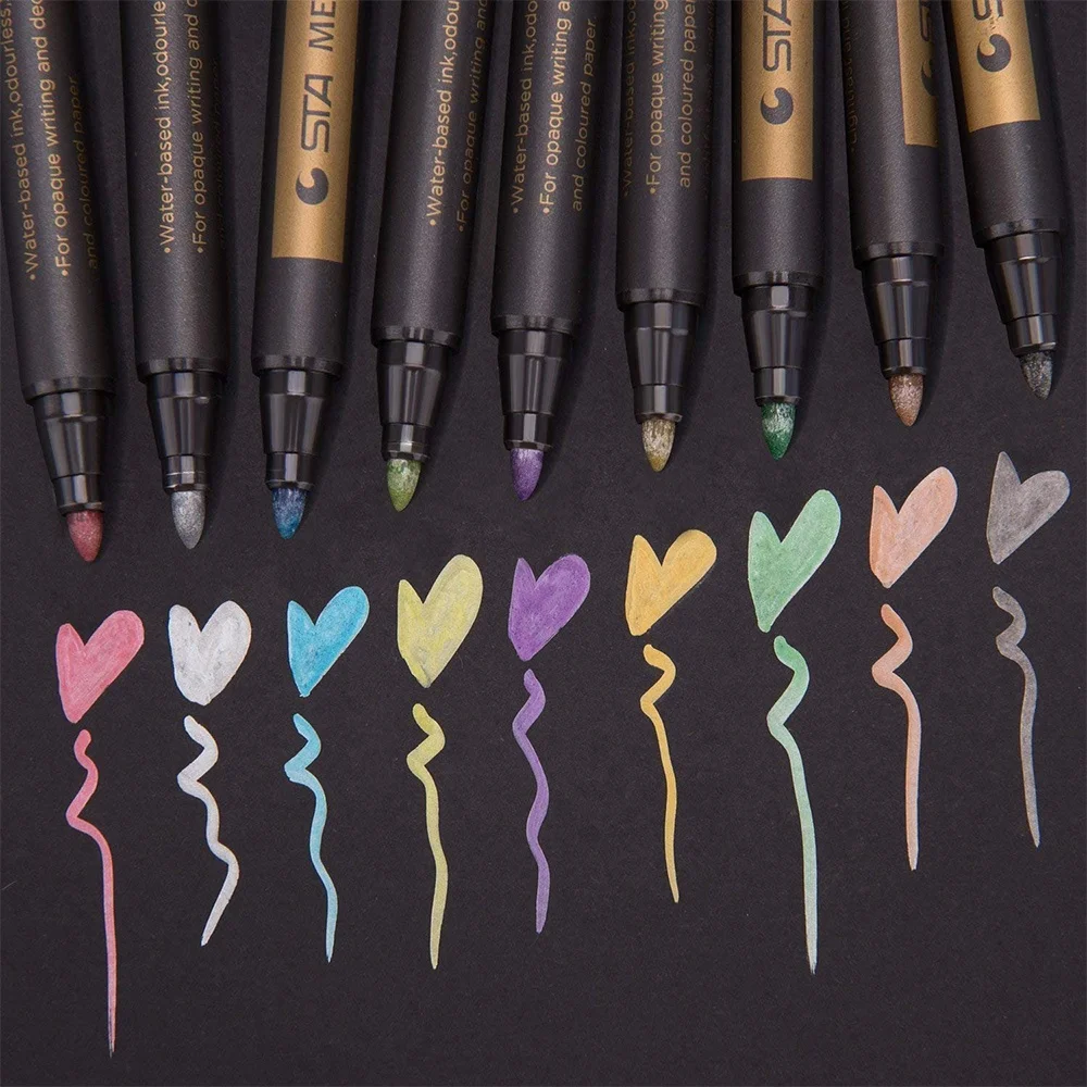 Wholesale Acrylic Art Paint Marker Pens 26 Colors Soft Brush Metallic Glass Pen for Card Making Crafts Rock Painting Set
