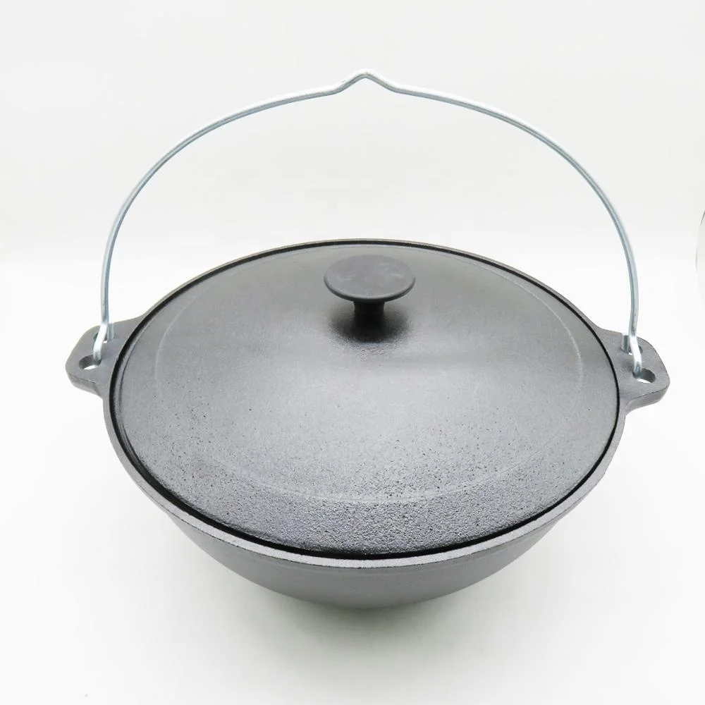 Preseasoned cast iron Russian cauldron wok kazan pot for Making Pilaf