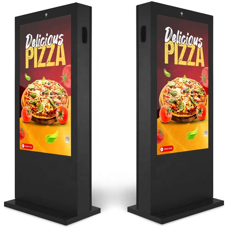 Aiyos Outdoor IP65 Waterproof 1500nits 32 43 49 50 55 65 Inch Floor Stand LCD Network AD Player Digital Kiosk