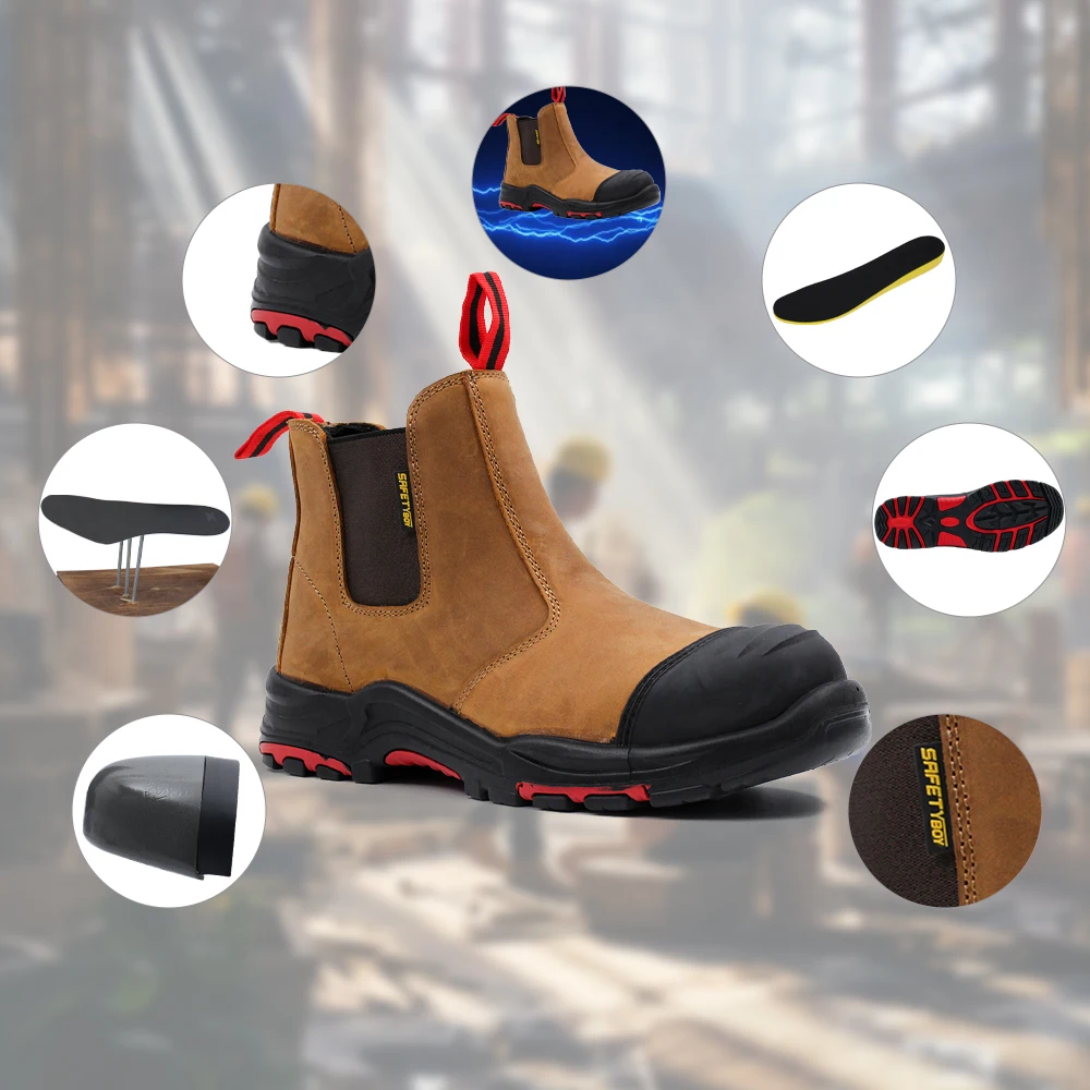 Hot Sale SAFETYBOY YL1852 Custom Safety Work Boots Suede Upper Steel Toe Steel Sole Hard Construction Men Safety Shoes