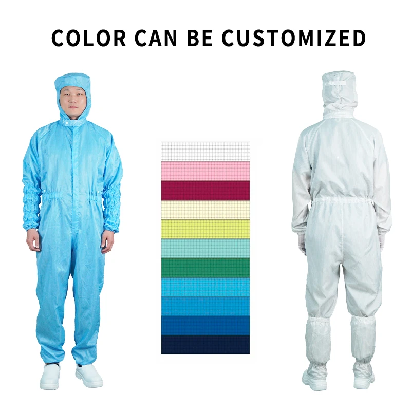high-quality ventilation blue Same gender design esd cleanroom jumpsuit for electronic factories